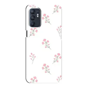 Чехол с цветочным принтом на Оппо Рено 6 (4G) (Розовые цветы)