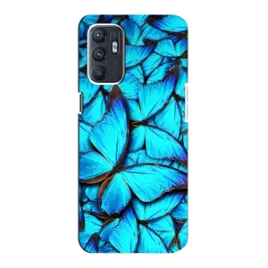 Чохол з принтом для OPPO Reno6 4G - (Прикольні) (AlphaPrint) (Сині метелики)
