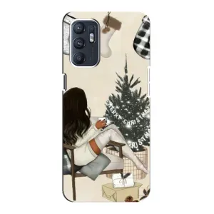 Різдвяні, Святкові Чохли для OPPO Reno6 5G (Дівчина з ялинкою)