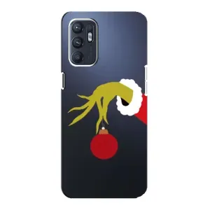 Зимні Чохли для OPPO Reno6 5G - прозорий фон (Грінч з іграшкою)