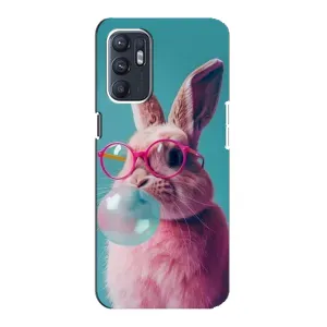 Чохол з принтом стильні тварини для OPPO Reno6 5G (Кролик в окулярах)