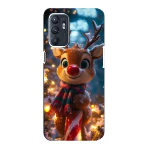 Яскравий чохол для OPPO Reno6 5G з Зимові Оленята (Олень з шарфом)