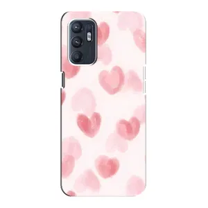 Чохол з розовим принтом для Oppo Reno6 5G (Рожеві сердечки)