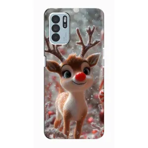 Яркий чехол для Oppo Reno6 Z с Зимними Оленятами