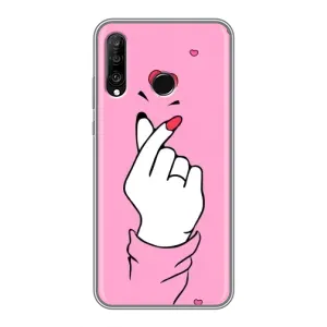 Чехол с принтом для Huawei P30 Lite (AlphaPrint - Знак сердечка)