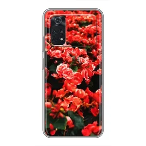 Чехлы с Цветами для Xiaomi POCO M4 Pro 4G (VPrint) (Цветы красные)