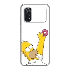 Чехол с Симпсонами для Xiaomi POCO M4 Pro 4G (VPrint) (Гомер с пончиком)