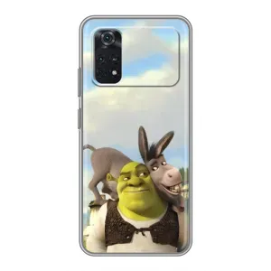 Чехол с мультфильмом Шрек на Xiaomi POCO M4 Pro 4G (Шрек и Осел)