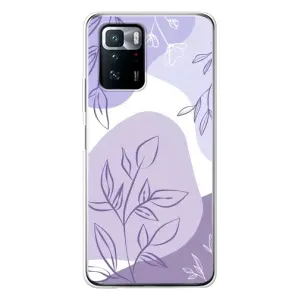 Силиконовый чехол с принтом в цветах на Xiaomi POCO X3 GT (Фиолетовые листья абстракция)