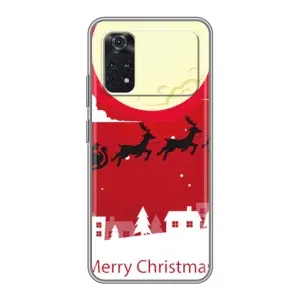 Рождественские Чехлы для Xiaomi POCO X4 Pro 5G (VPrint) (Санта с оленями)