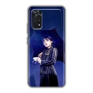 Чехлы Венсдей на Xiaomi POCO X4 Pro 5G Уэнсдей (AlphaPrint) (Уэнздей с зонтом)