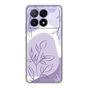 Силиконовый чехол с принтом в цветах на Xiaomi POCO X6 Pro (5G) (Фиолетовые листья абстракция)