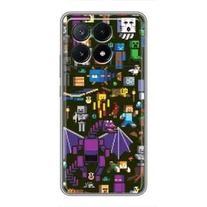 Чехол Майнкрафт на Xiaomi POCO X6 Pro (5G) (AlphaPrint) Minecraft (Коллаж Майнкрафт)