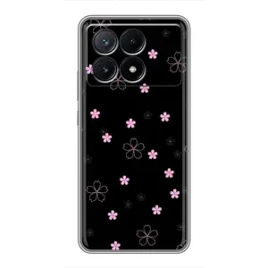 Чохол з розовим принтом для Xiaomi POCO X6 Pro (5G) (Рожеві квіти на чорному)