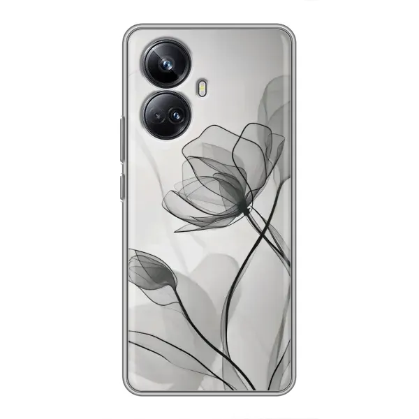 Чехол с принтом «Черные цветы» для Realme 10 Pro Plus