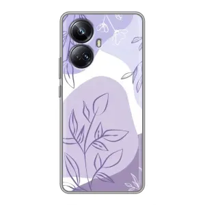 Силиконовый чехол с принтом в цветах на Realme 10 Pro Plus (Фиолетовые листья абстракция)