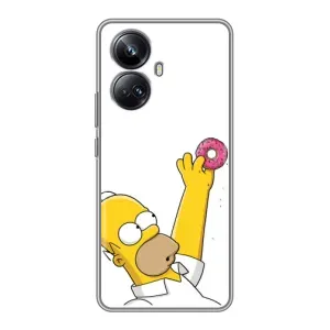 Чехол с Симпсонами для Realme 10 Pro Plus (VPrint) (Гомер с пончиком)