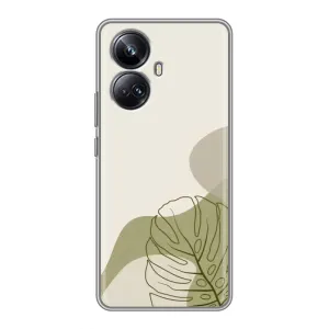 Силиконовый чехол с принтом в цветах на Realme 10 Pro Plus (Зеленая монстера дизайн)