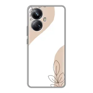 Силиконовый чехол с принтом в цветах на Realme 10 Pro Plus (Нюдовая веточка абстракция)