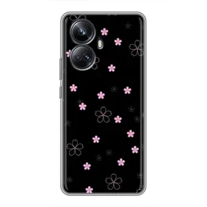 Чехол с принтом «Розовые цветы на черном» для Realme 10 Pro Plus