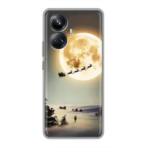 Новорічні, Святкові Чохли для Realme 10 Pro Plus - 2024 год (Санта на місяці)