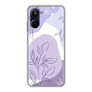 Силконовий чохол з принтом в квітах на Realme 10 (Фіолетове листя абстракція)