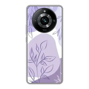Силконовий чохол з принтом в квітах на Realme 11 Pro Plus (Фіолетове листя абстракція)