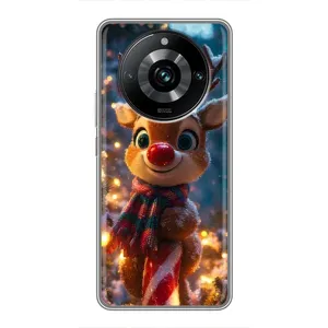 Яскравий чохол для Realme 11 Pro Plus з Зимові Оленята (Олень з шарфом)