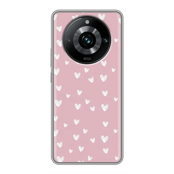 Чохол з принтом «Сердечки на рожевому» для Realme 11 Pro Plus
