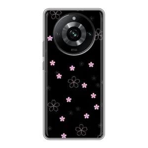 Чохол з принтом «Рожеві квіти на чорному» для Realme 11 Pro