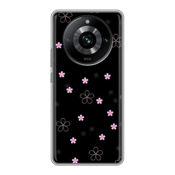 Чохол з принтом «Рожеві квіти на чорному» для Realme 11 Pro