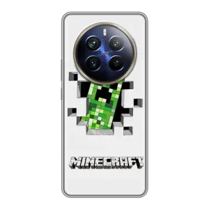 Чехол Майнкрафт на Realme 12 Plus (AlphaPrint) Minecraft (крипер Майнкрафт)