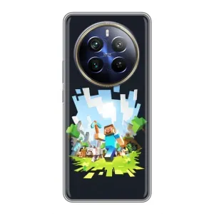 Чехол Майнкрафт на Realme 12 Plus (AlphaPrint) Minecraft (персонажи Minecraft)