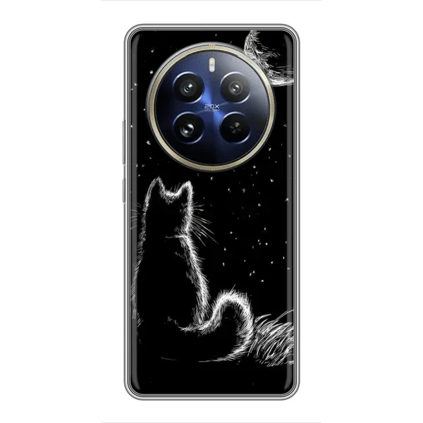 Чохол з принтом «Котик і місяць» для Realme 12 Pro Plus Чохол з принтом «Котик і місяць» для Realme 12 Pro Plus