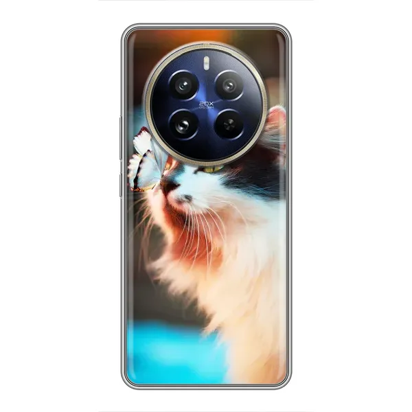 Чехол с принтом «Котик с бабочкой» для Realme 12 Pro Plus