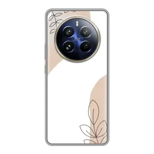Силконовий чохол з принтом в квітах на Realme 12 Pro Plus (Нюдова гілочка абстракція)