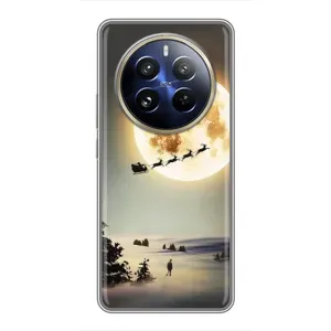 Новорічні, Святкові Чохли для Realme 12 Pro Plus - 2024 год (Санта на місяці)