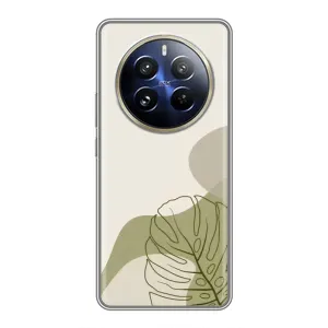 Силконовий чохол з принтом в квітах на Realme 12 Pro (Зелена монстера дизайн)