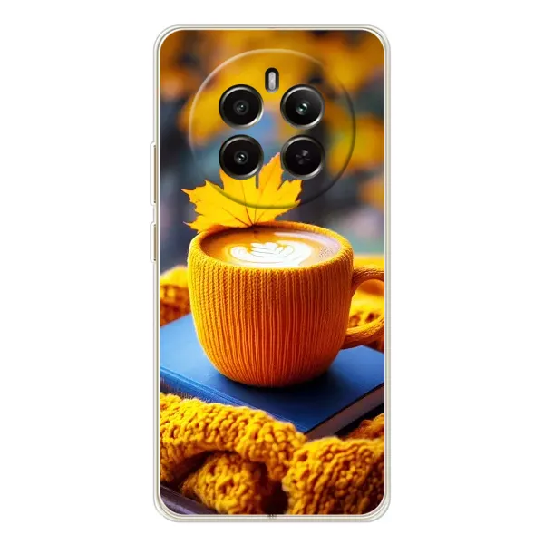 Чехол с принтом «Кофе на желтом пледе» для Realme 13 4G
