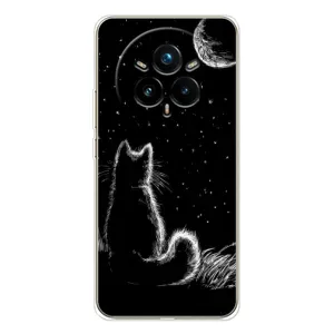 Чехол с принтом для Realme 14 Pro (AlphaPrint) Модные коты (Котик и луна)
