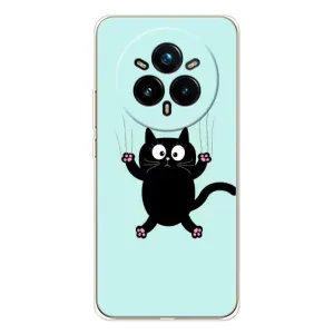 Чехол с принтом для Realme 14 Pro (AlphaPrint) Модные коты (Падающий кот)