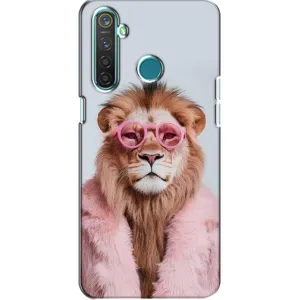 Чохол з принтом стильні тварини для RealMe 5 Pro (Лев в окулярах)