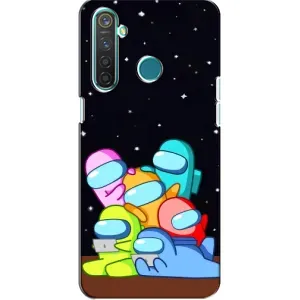 Чехол Амонг Ас для Realme 5 Pro (AlphaPrint) (Скины в космосе)