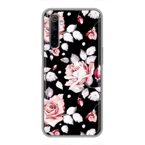 Чохли з квітами для Realme 6 (VPrint) (Квіти на чорному)