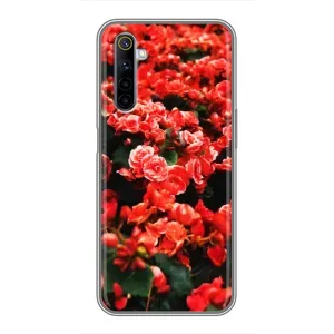 Чохли з квітами для Realme 6 (VPrint) (Квіти червоні)