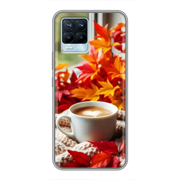 Чехол с принтом «Кофе и листья» для Realme 8 Чехол с принтом «Кофе и листья» для Realme 8