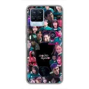 Чехол Гра в кальмара для Realme 8 (Коллаж Игра кальмара)