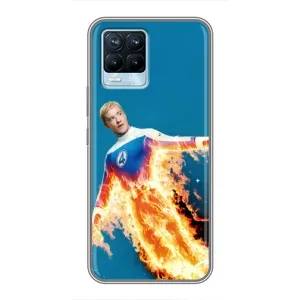 Чехол с принтом Фантастическая четверка для Realme 8 (Человек-факел в огне)