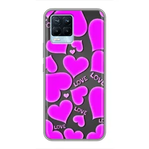Чехлы для любимой на Рілмі 8 (VPrint) (Pink hearts)