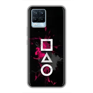 Чехол Гра в кальмара для Realme 8 (Символы Игра кальмара)
